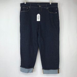 UNIVERSAL STANDARD - WOMEN'S 18 - BLUE 5 POCKET ZIPPER FLY CUFFED DENIM JEAN